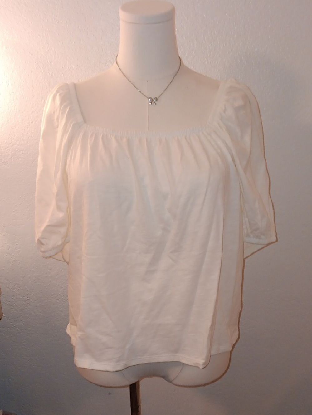 Old Navy White Square-Neck Puff Sleeve Blouse